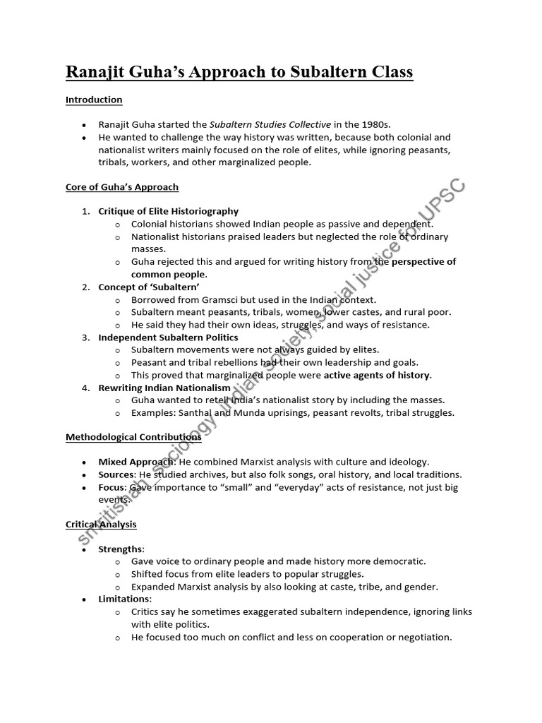 Ranajit Guha Subaltern Class - Watermark | PDF | Marxism | Nationalism