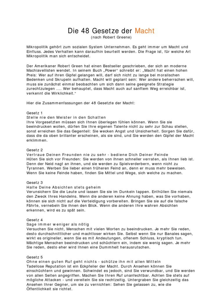 48 Gesetze Der Macht Online Lesen