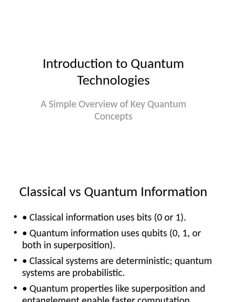 Overview of Quantum Technologies | PDF