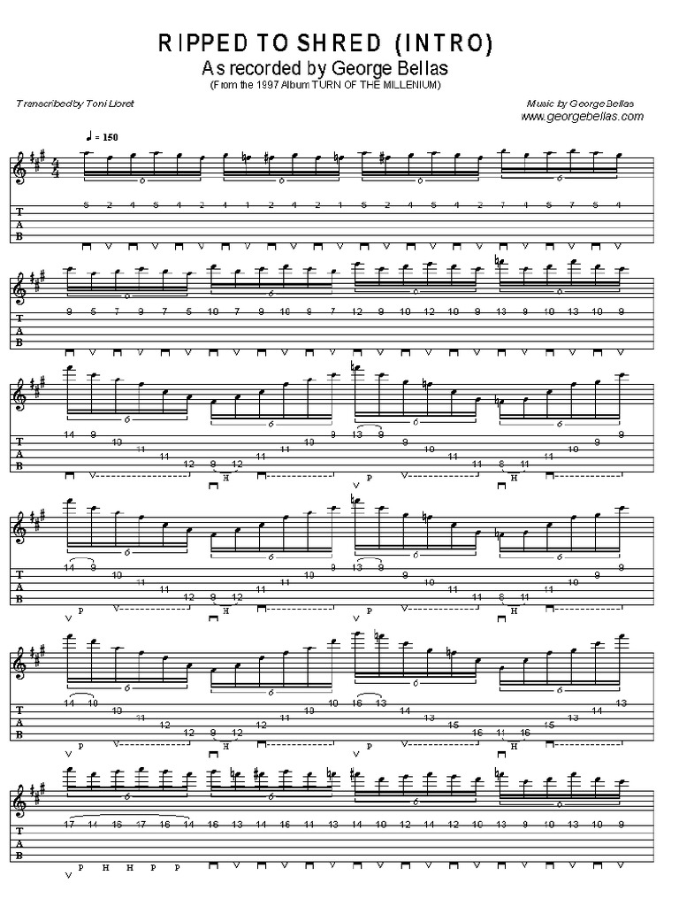 George Bellas Transcriptions - Ripped Shred (Guitar Tab) | PDF