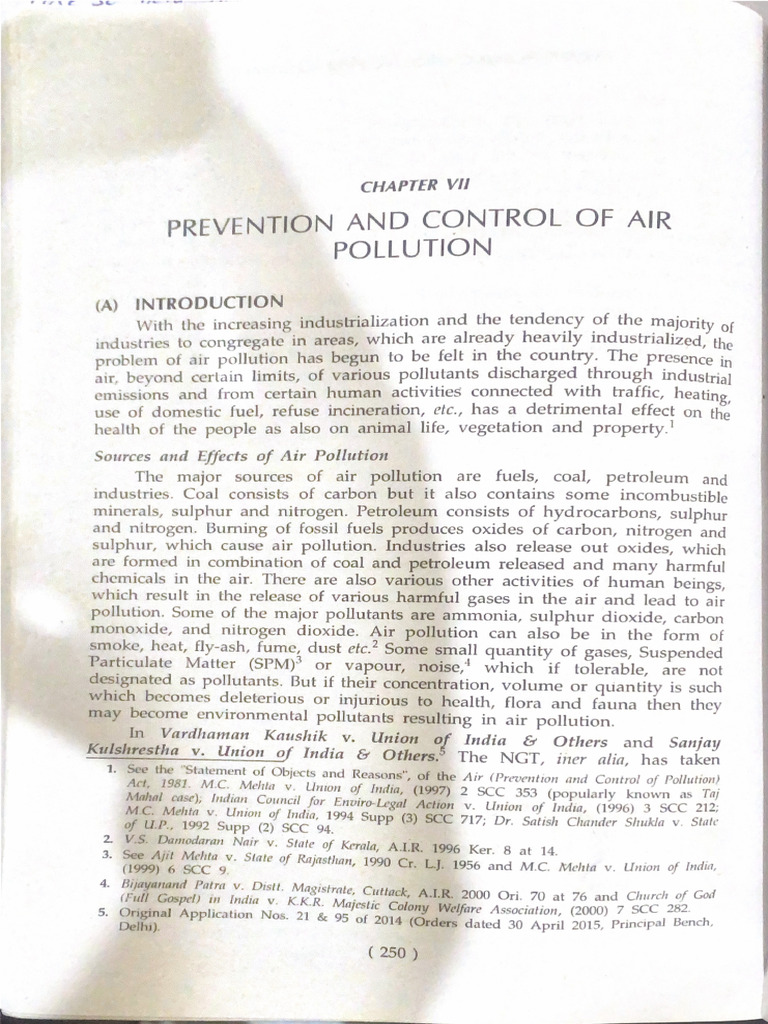 Prevention and Control of Air Pollution | PDF