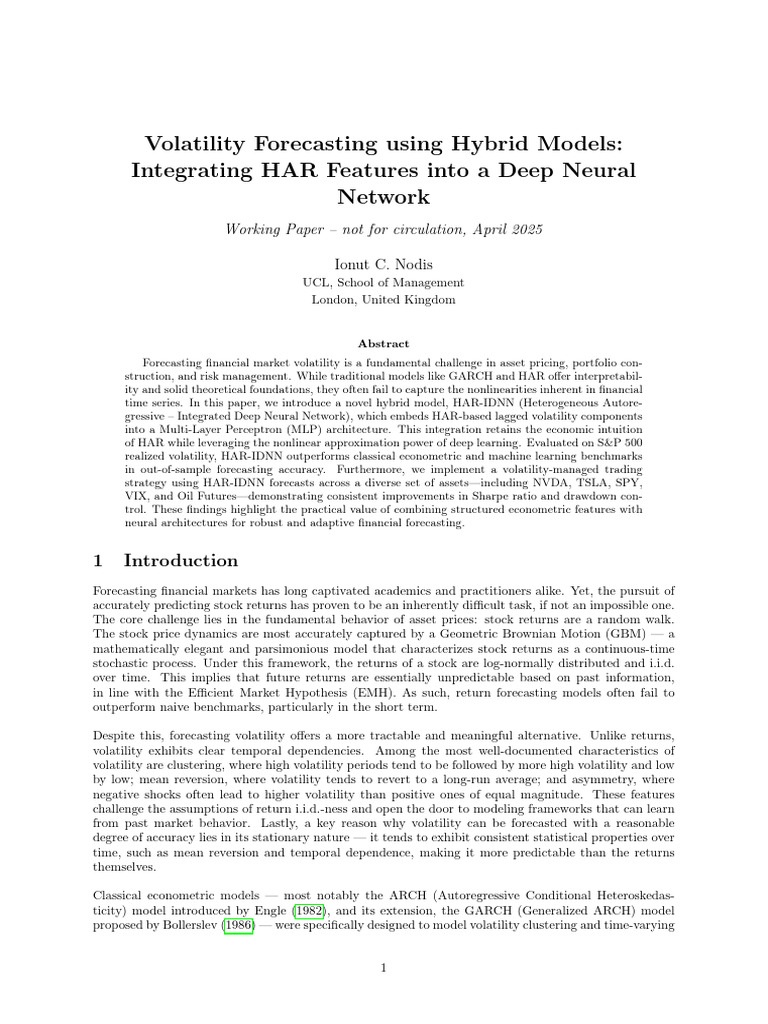 Hybrid HAR-DNN Model for Volatility Forecasting | PDF | Deep Learning ...