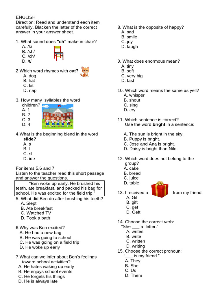 English Comprehension Practice Test | PDF