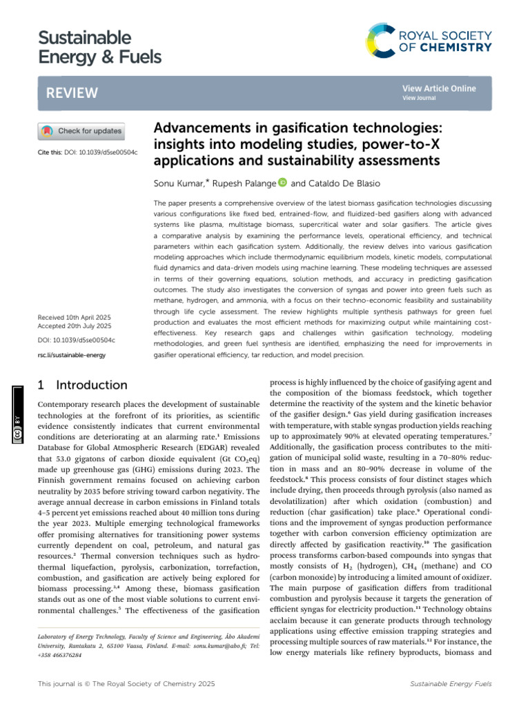 Biomass Gasification Technologies Review | PDF | Gasification | Plasma ...