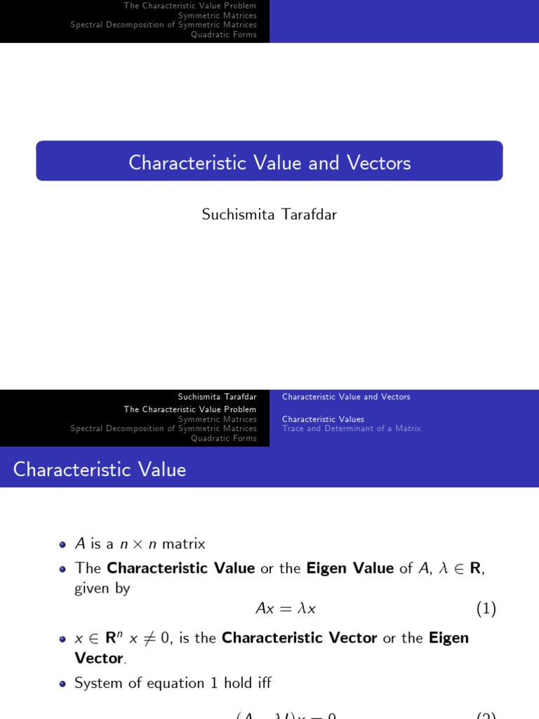 Understanding Characteristic Values and Vectors | PDF | Eigenvalues And ...