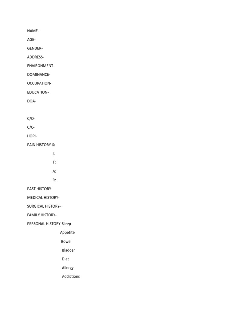 Comprehensive Patient Evaluation Template | PDF