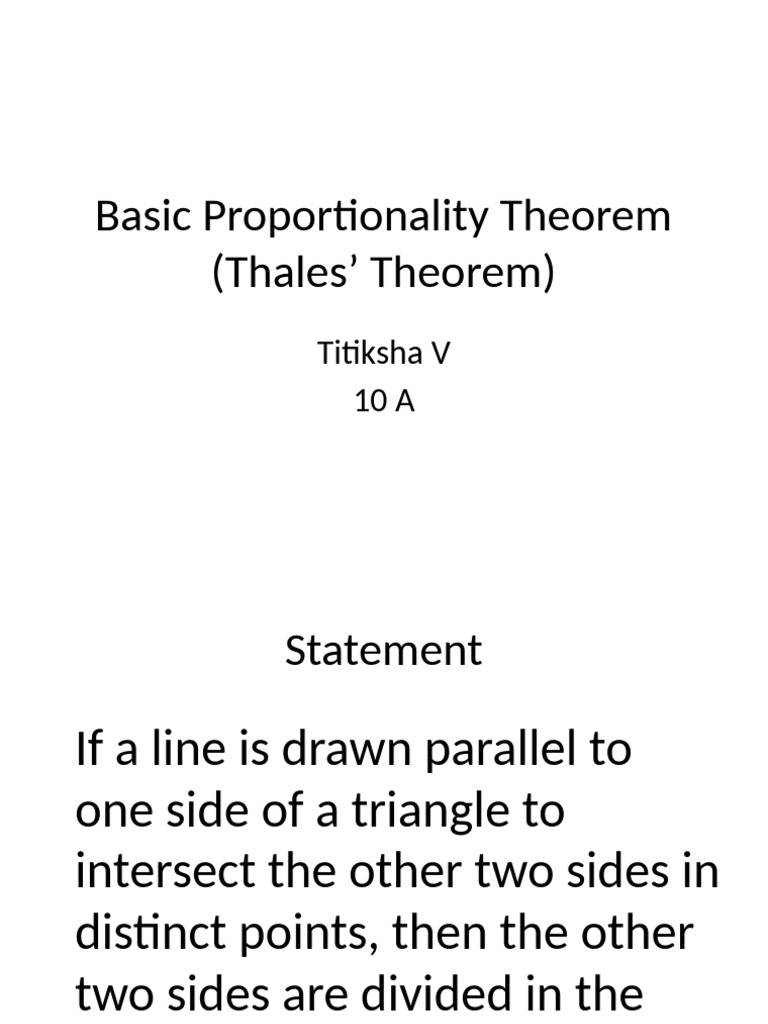 Thales' Theorem: Proportionality in Triangles | PDF