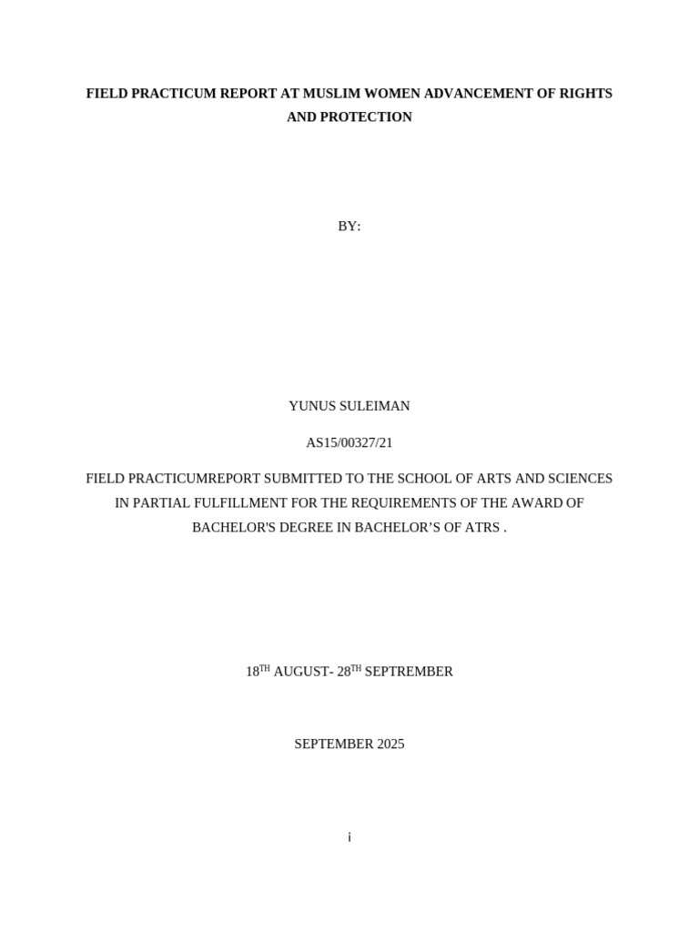 Field Practicum Report on Women's Rights | PDF | Governance | Non ...