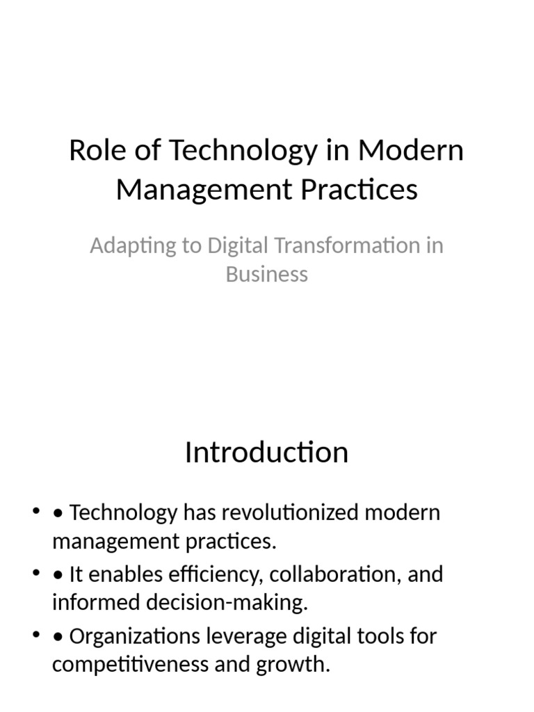 Role of Technology in Modern Management Practices | PDF