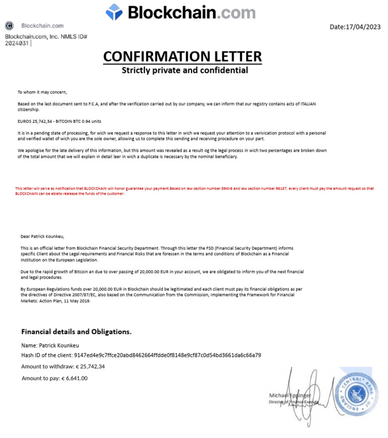 Blockchain Letter-Patrick Kounkeu | PDF