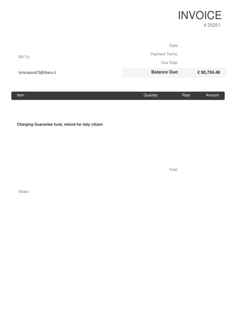 Invoice for Refund to Loris Catena | PDF