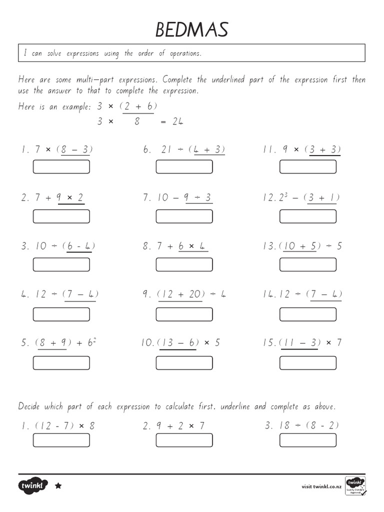 2025 Bedmas Order of Operations Differentiated | PDF | Chess | Chess ...