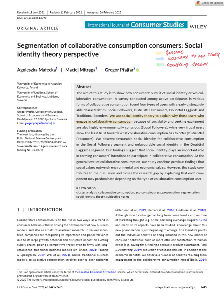 2021 - Segmentation of Collaborative Consumption Consumers - Social ...