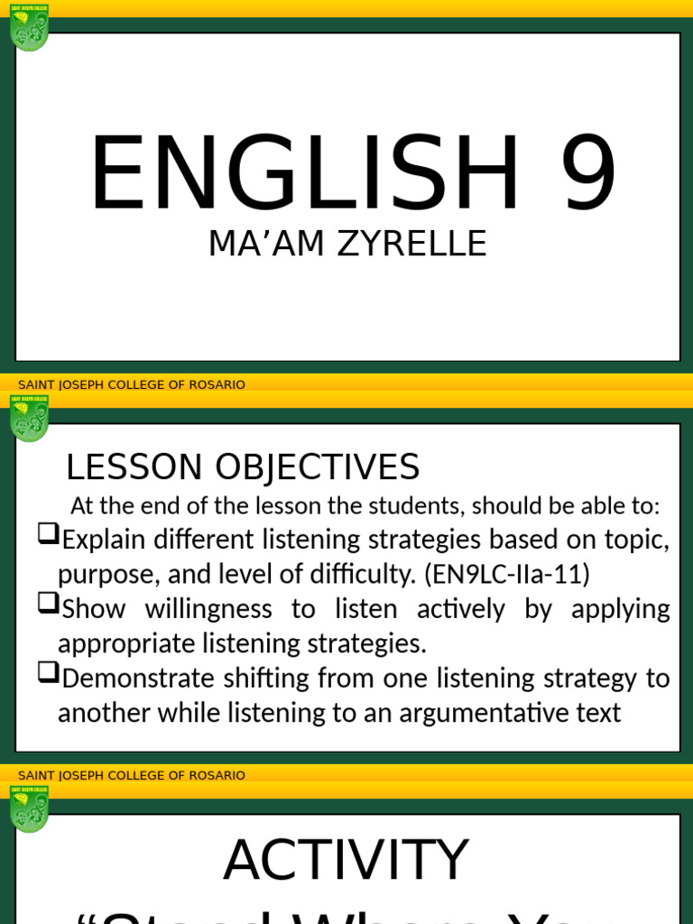 Effective Listening Strategies in English 9 | PDF | Mass Media ...