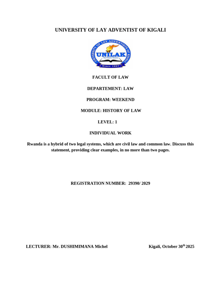 Rwanda's Hybrid Legal System Explained | PDF | Common Law | Precedent