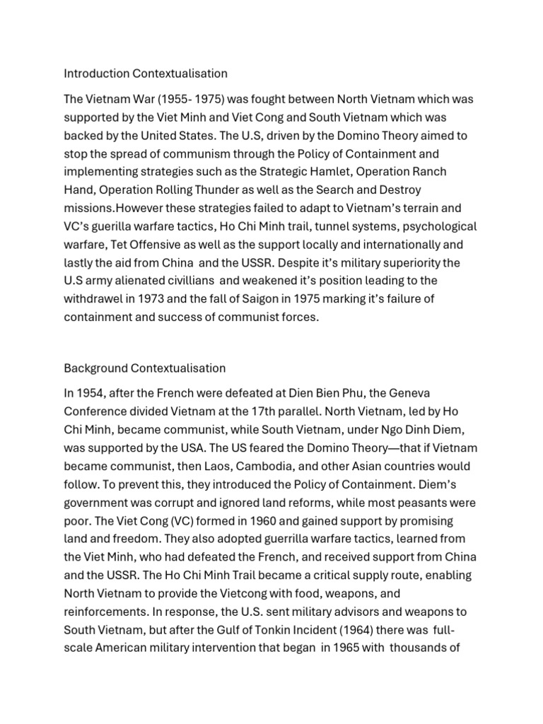 Final Touchs On The Essay | PDF | Viet Cong | Vietnam War