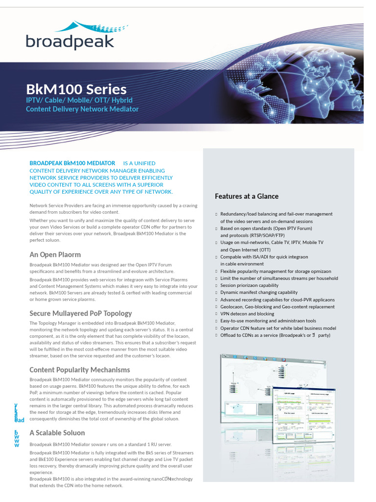 Broadpeak BkM100 CDN Mediator Overview | PDF | Computer Network | Computing