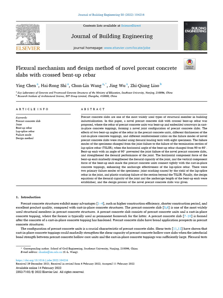 Flexural Mechanism and Design Method of Novel Precast Concrete Slabs ...