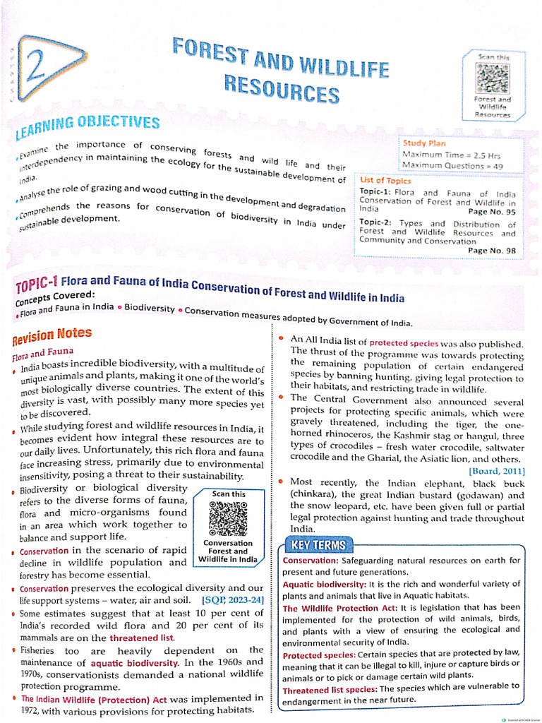 Forest and Wild Life - One Shot Notes | PDF