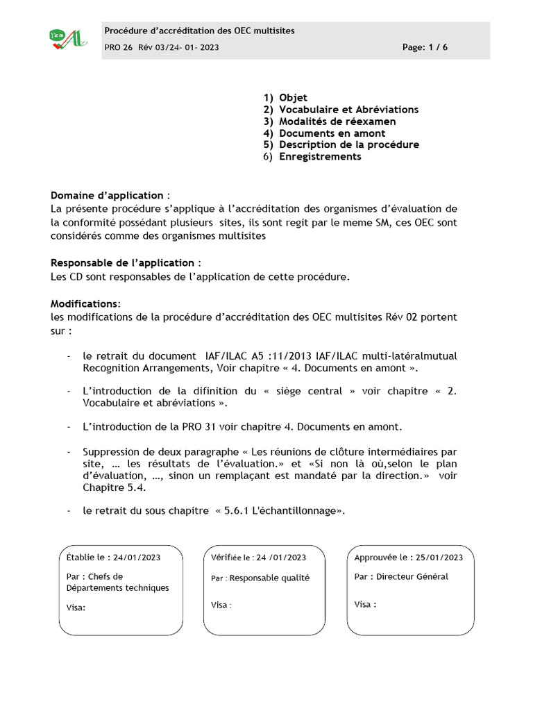 Accréditation OEC Multisites : Procédure détaillée | PDF | Audit