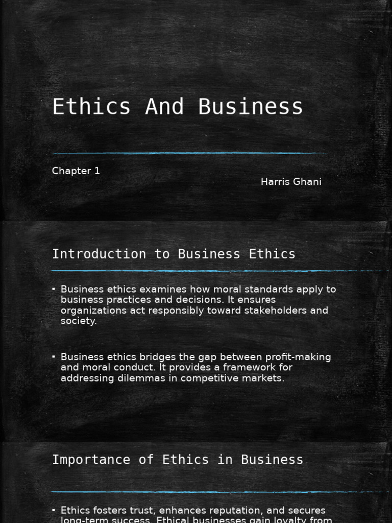 Ethics and Business Chapter 1 | PDF | Morality | Business Ethics