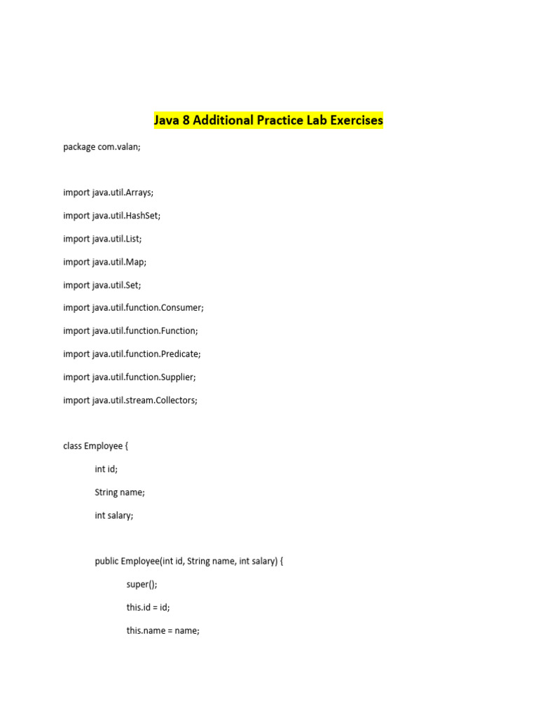 Java 8 Stream Practice Exercises | PDF | Integer (Computer Science ...