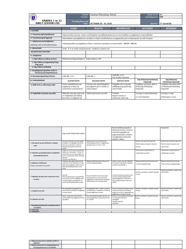 DLL - Esp 6 - Q2 - W8 | PDF