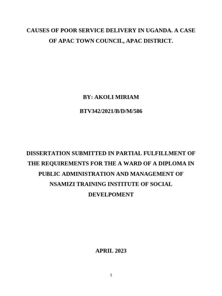Causes of Poor Service Delivery in Uganda | PDF | Decentralization ...