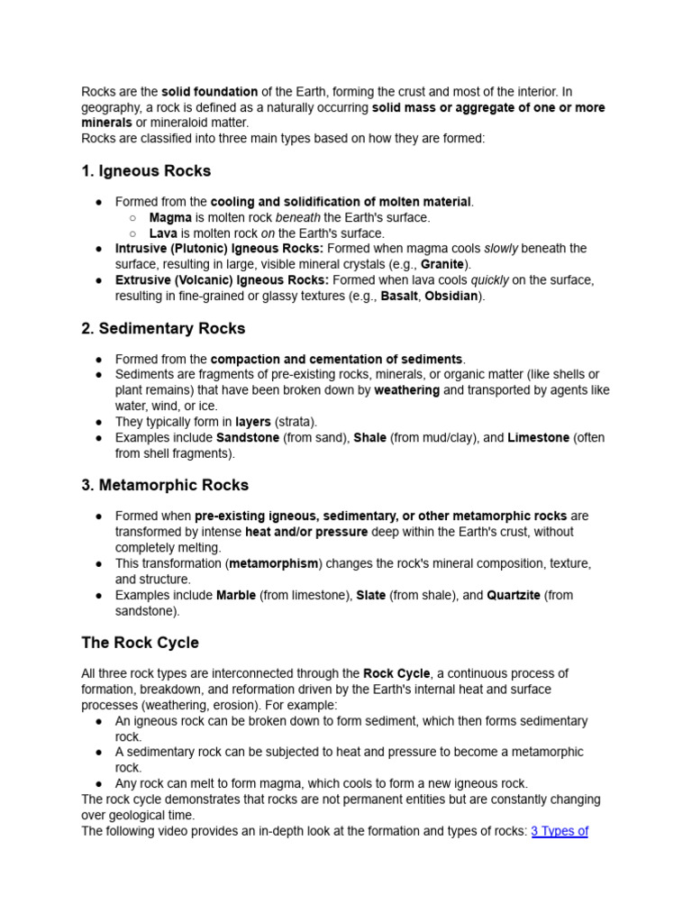 Understanding Rock Types in Geography | PDF