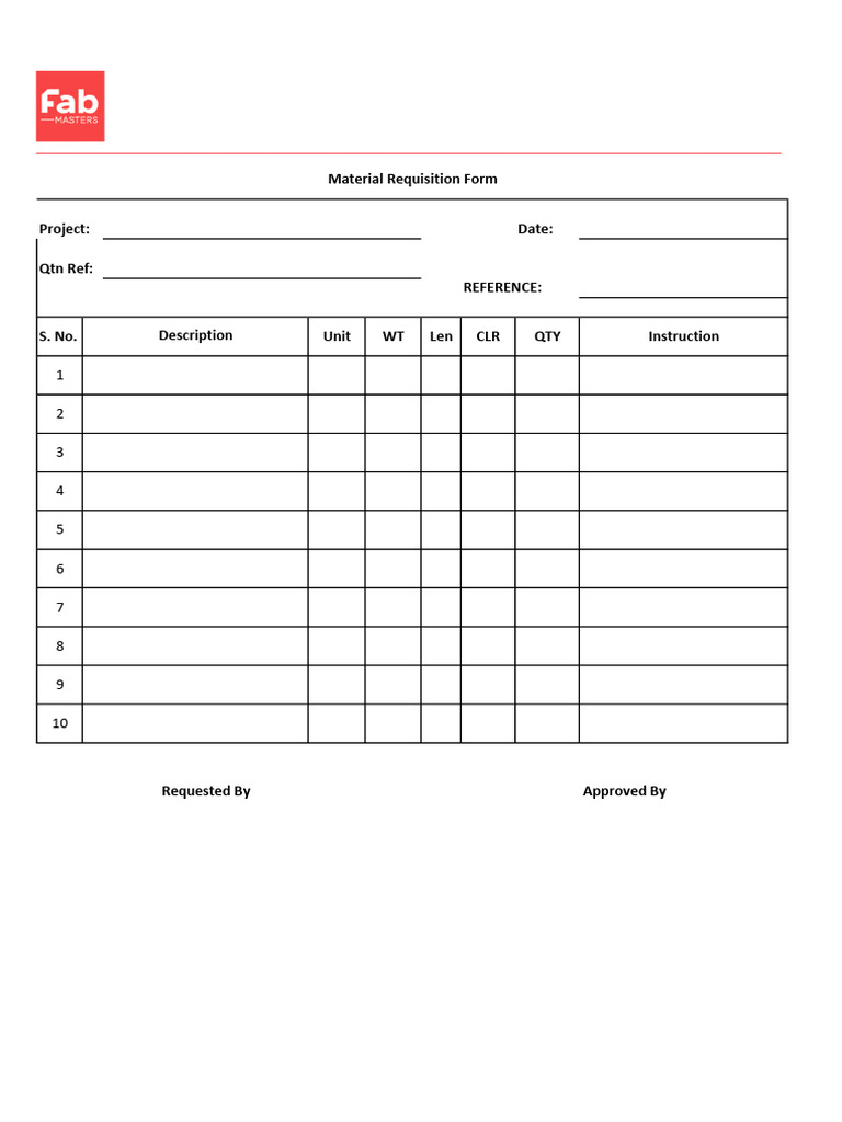 Construction Material Requisition Form | PDF