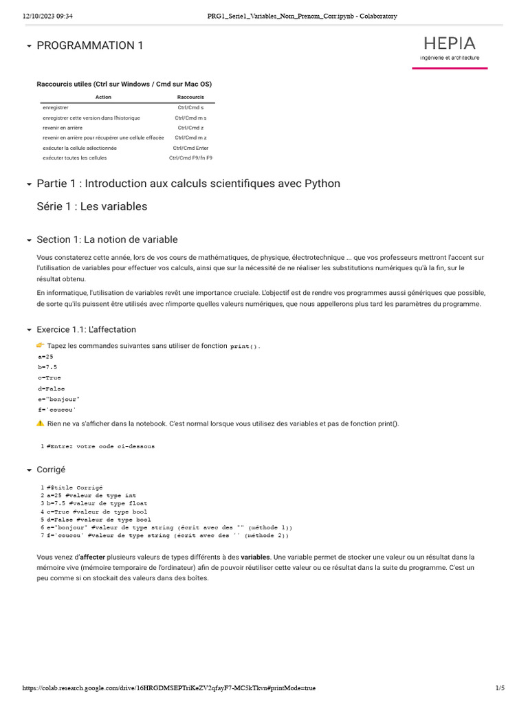 Introduction aux variables en Python | PDF | Variable (informatique ...
