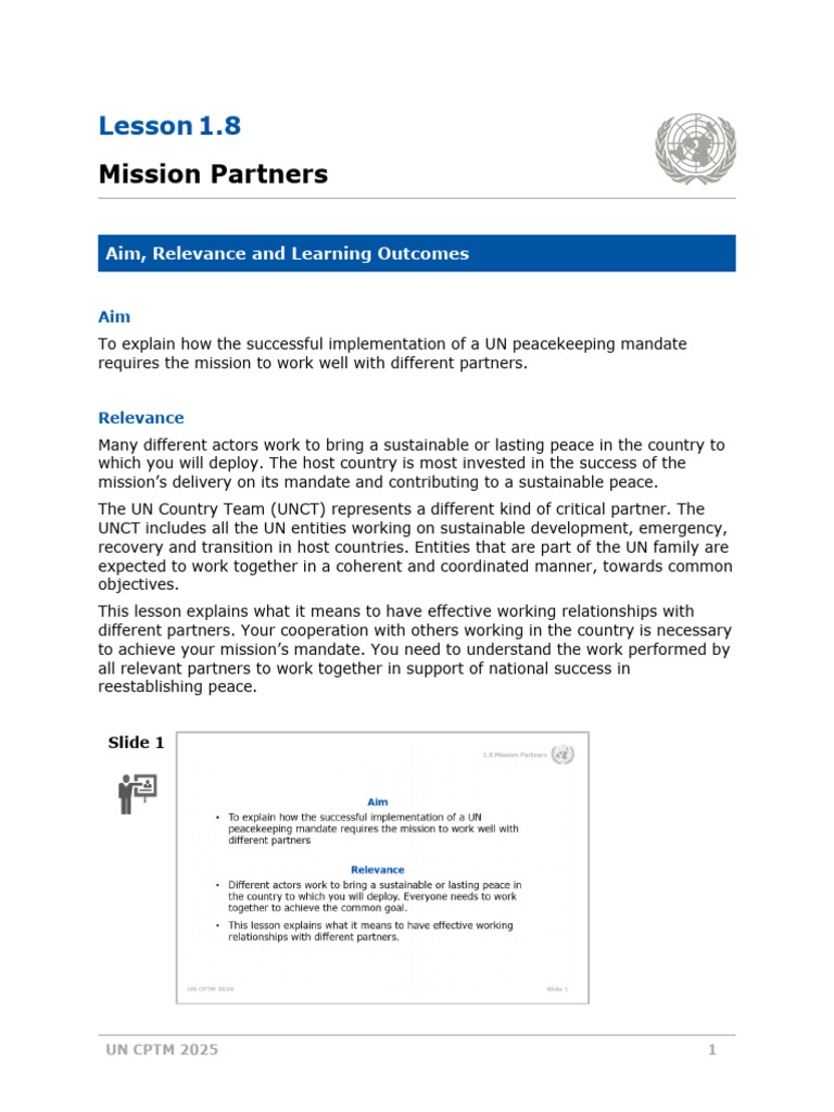 UN Peacekeeping Mission Partners Guide | PDF | Peacekeeping | United ...