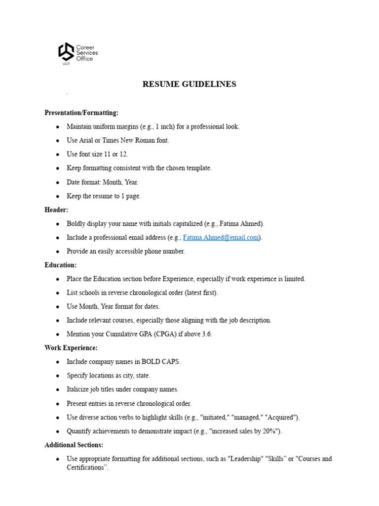 Resume Formatting and Content Tips | PDF