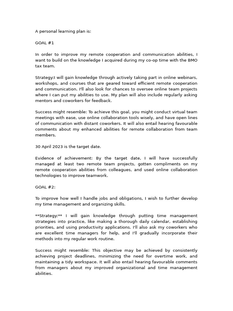 Individualized Learning Plan (ILP) Robinren | PDF | Goal | Communication