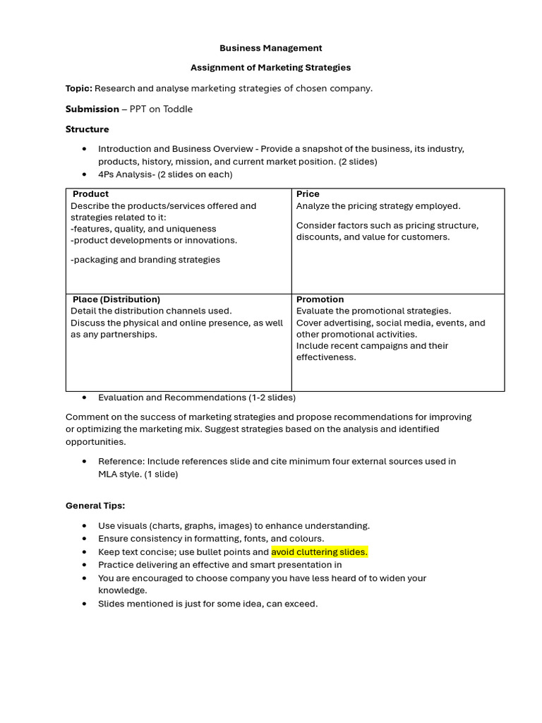 Marketing Strategies Analysis Assignment | PDF