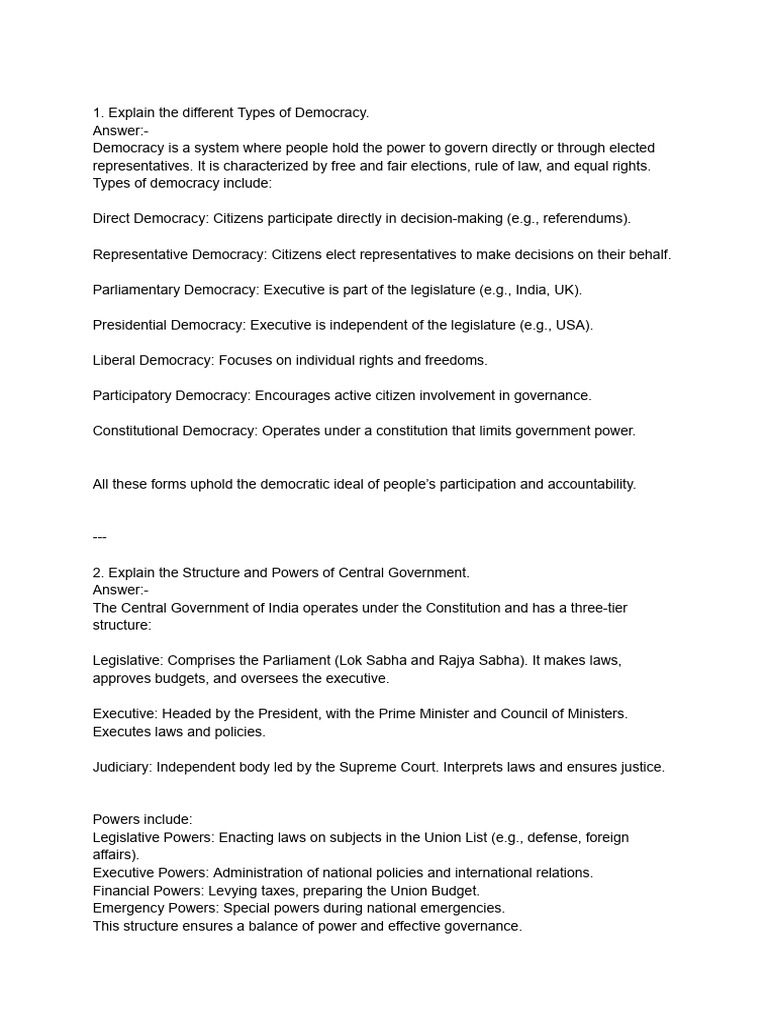 Types and Challenges of Democracy | PDF | Democracy | Political Ideologies