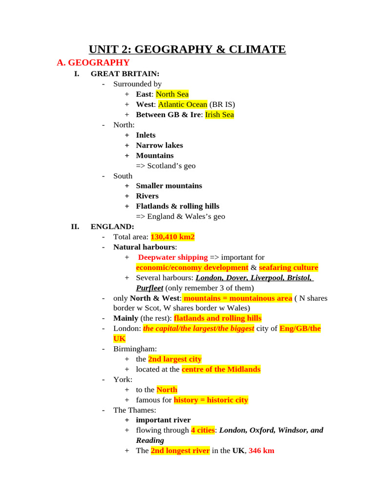 Unit 2 - Geography & Climate | PDF | Earth Sciences | Physical Geography