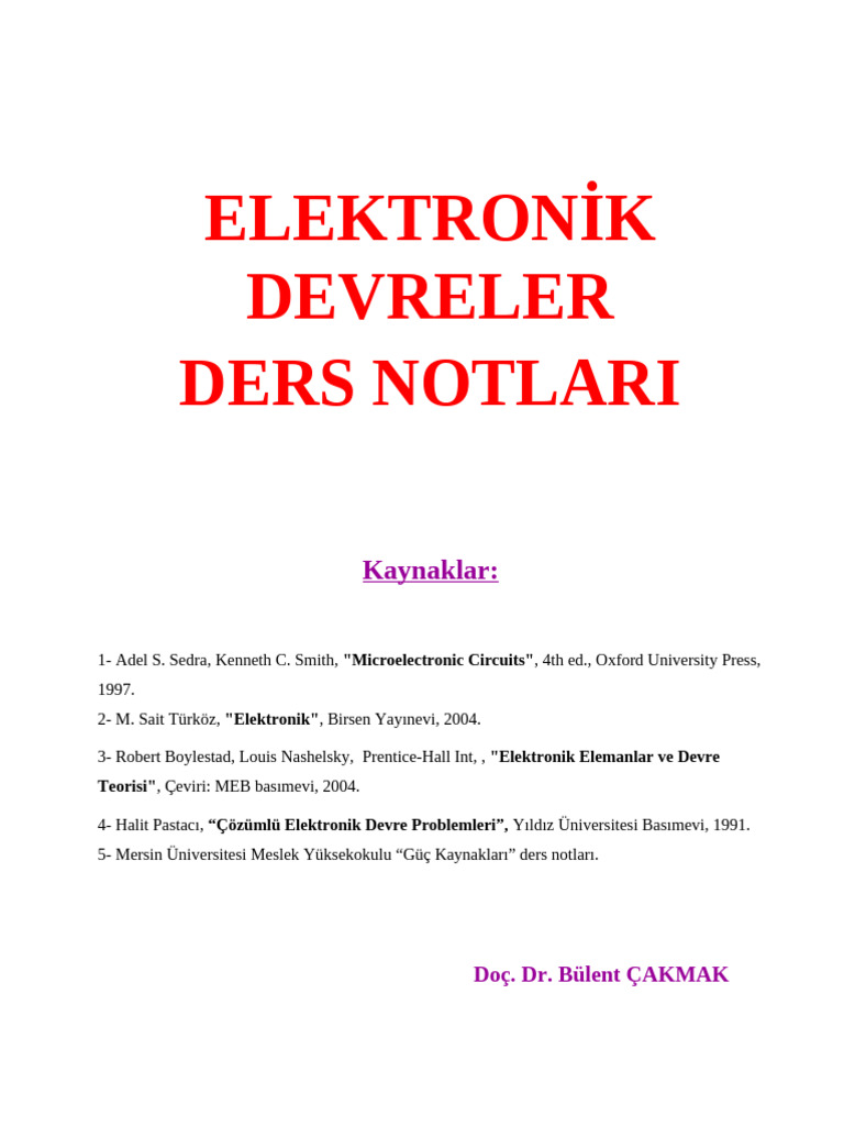 Elektronik Devreler Ders Notlari | PDF