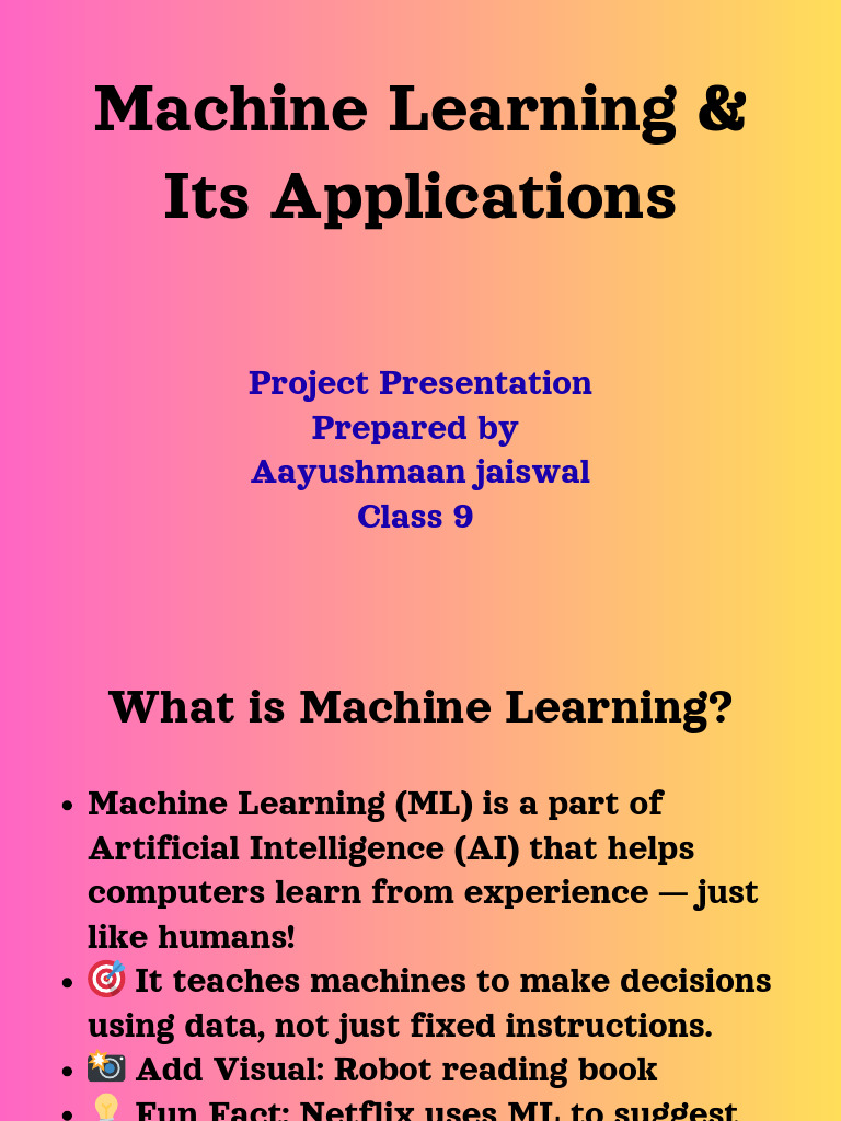 Machine Learning and Its Applications Class9 Informative - PPTX ...