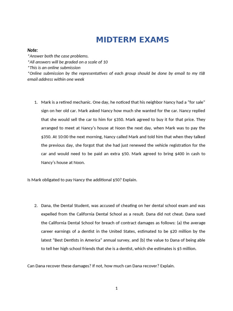 Midterm Exam Case Problem Guidelines | PDF