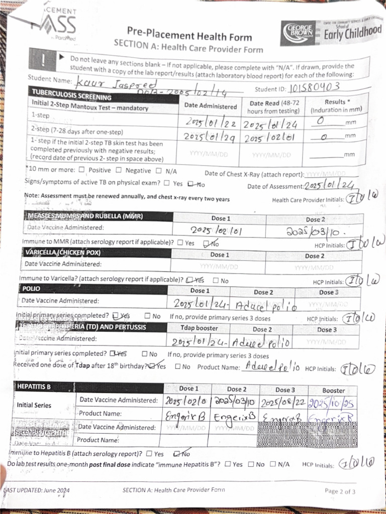 Health Form | PDF