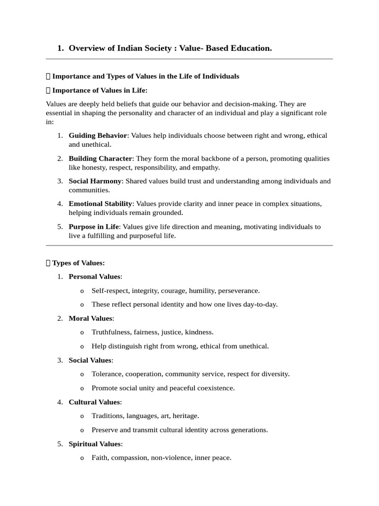 Value-Based Education in Indian Society | PDF | Value (Ethics) | Love