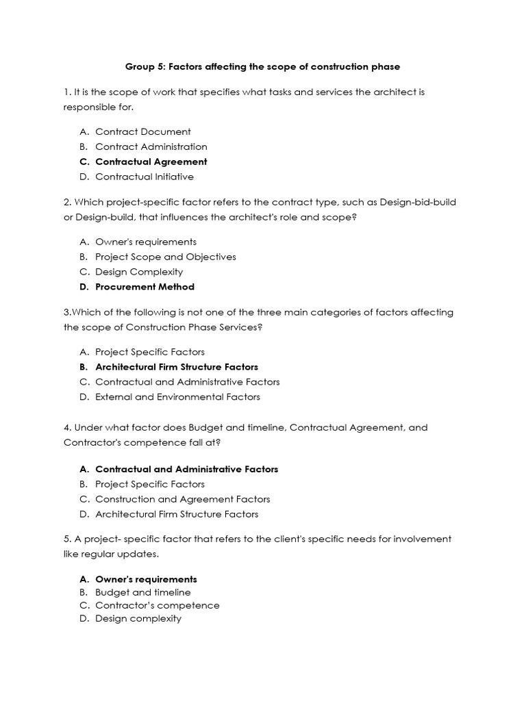 Factors Influencing Construction Scope | PDF | Architect | General ...