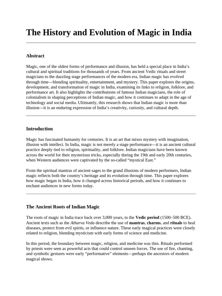 Evolution of Magic in India | PDF | Magic (Illusion) | Tantra