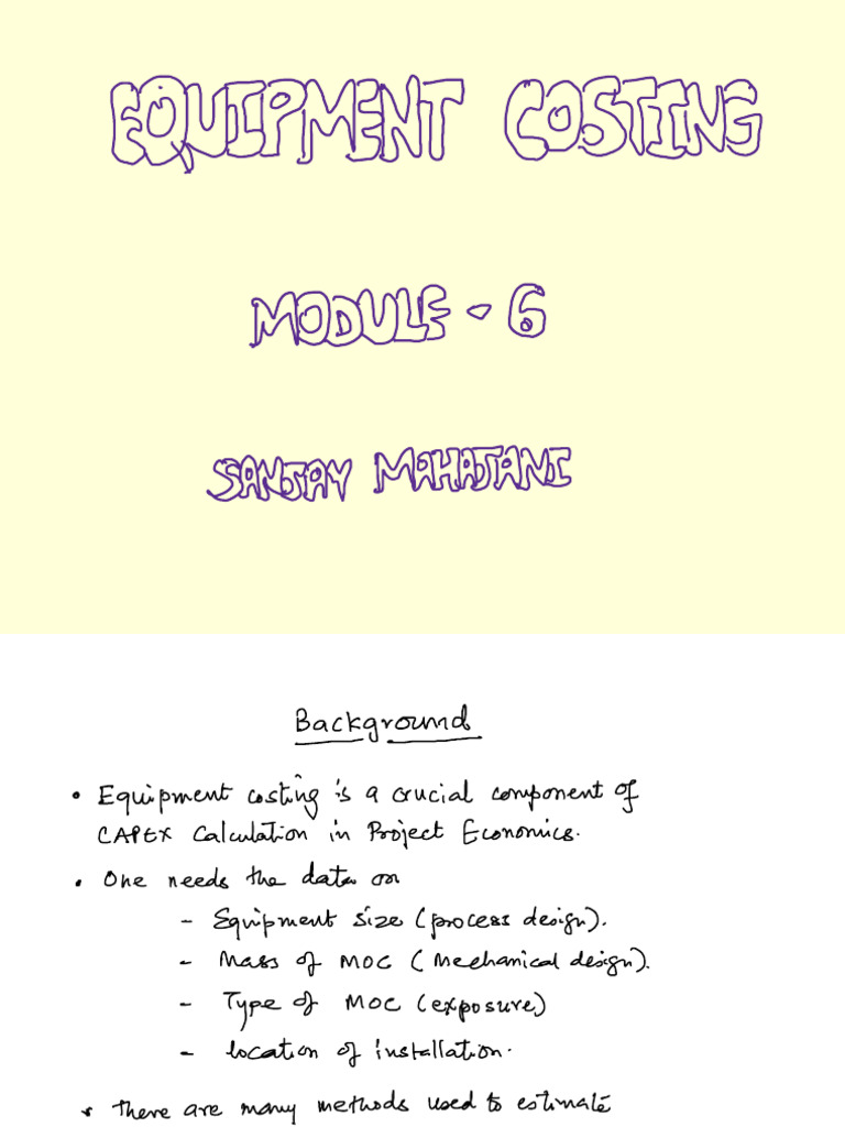 Equipment Costing Module | PDF