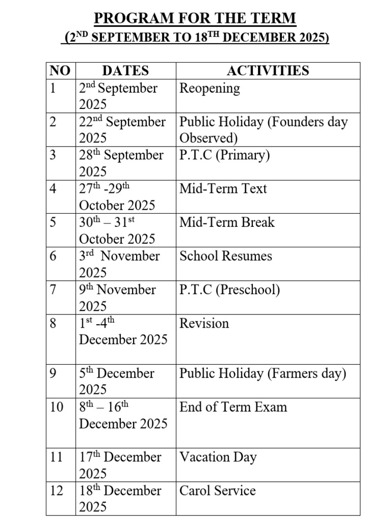 2025 Term Program Schedule | PDF