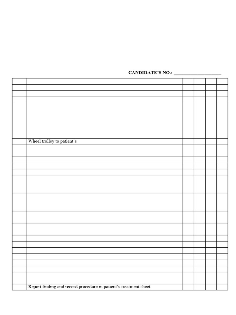 OSCE Checklist for Nursing Procedures | PDF | Wound | Medical Specialties