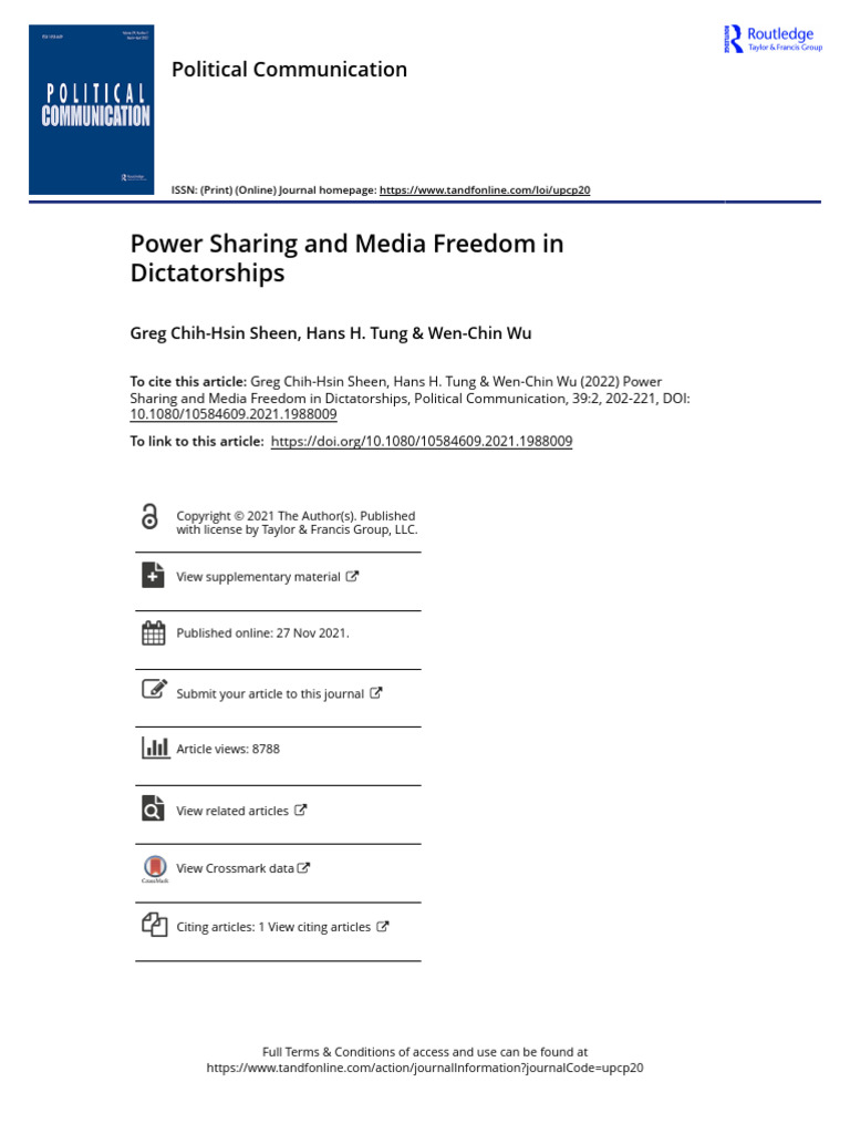 Power Sharing and Media Freedom in Dictatorships | PDF ...