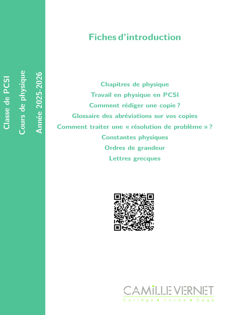 1 - Introduction À L'année de PCSI en Physique | PDF | Champ (physique ...