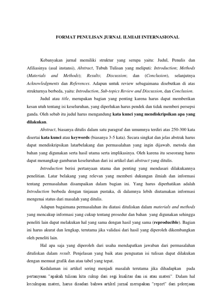 Format Penulisan Jurnal Ilmiah Internasional